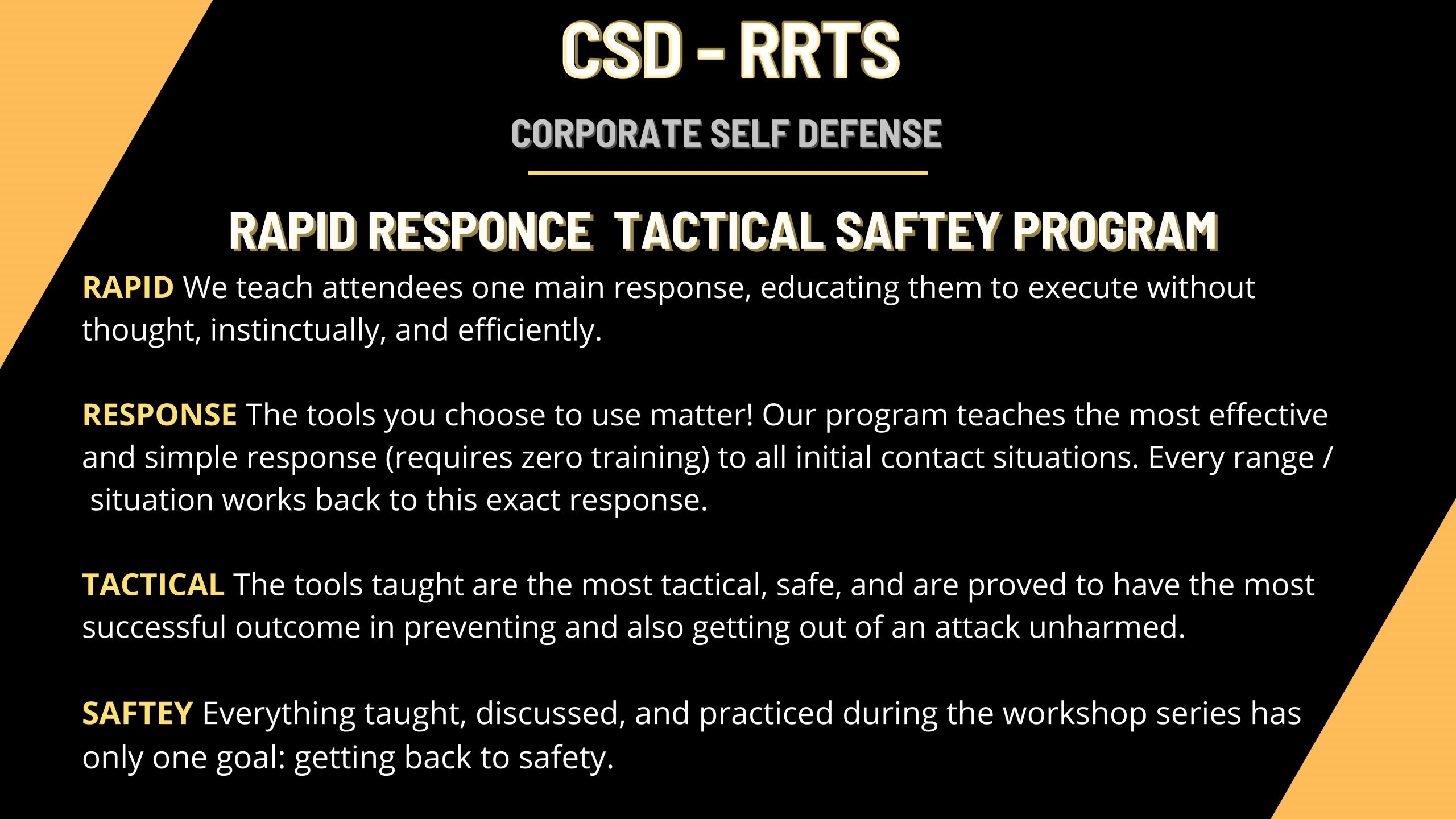 Corporate Self Defense - Rapid Response tactical safety program